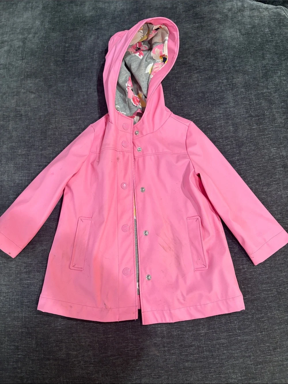 GAP Pink Hooded Girls' Raincoat with Floral Lining